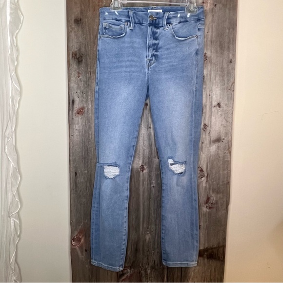 Good American Good Legs Cropped Distressed Skinny Jeans in Blue 523 sz 4/ 27 - Picture 3 of 16